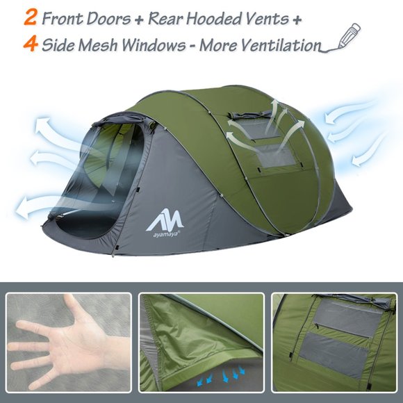 CAMPING POP UP TENT WITH VESTIBULE FOR 2-6 PERSON - Picture 4 of 7